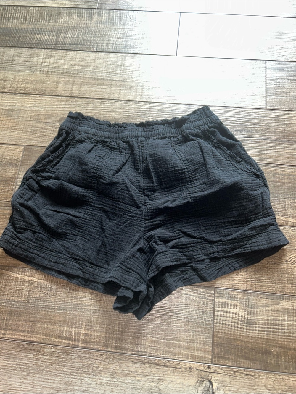 aerie Black High-Waist Textured Comfort Shorts